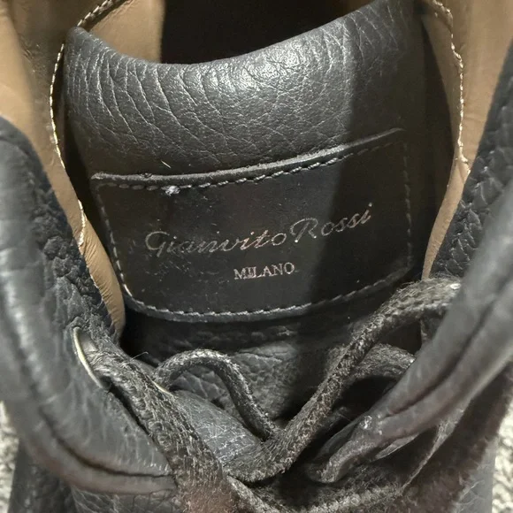 Men's Gianvito Rossi Black Leather High Top Sneakers Size EU 44 - Picture 5 of 8